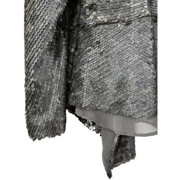 NWT Free People Draped Silver Gray Sequin Jacket | Mob Wife Glam Boho Streetwear - Picture 8 of 16